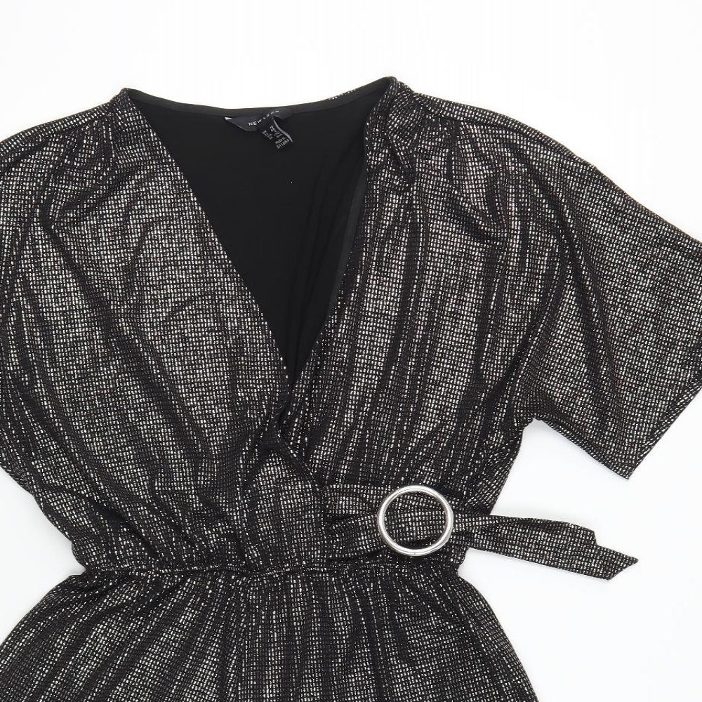 New Look Womens Silver Polyester Playsuit One-Piece Size 12 Pullover