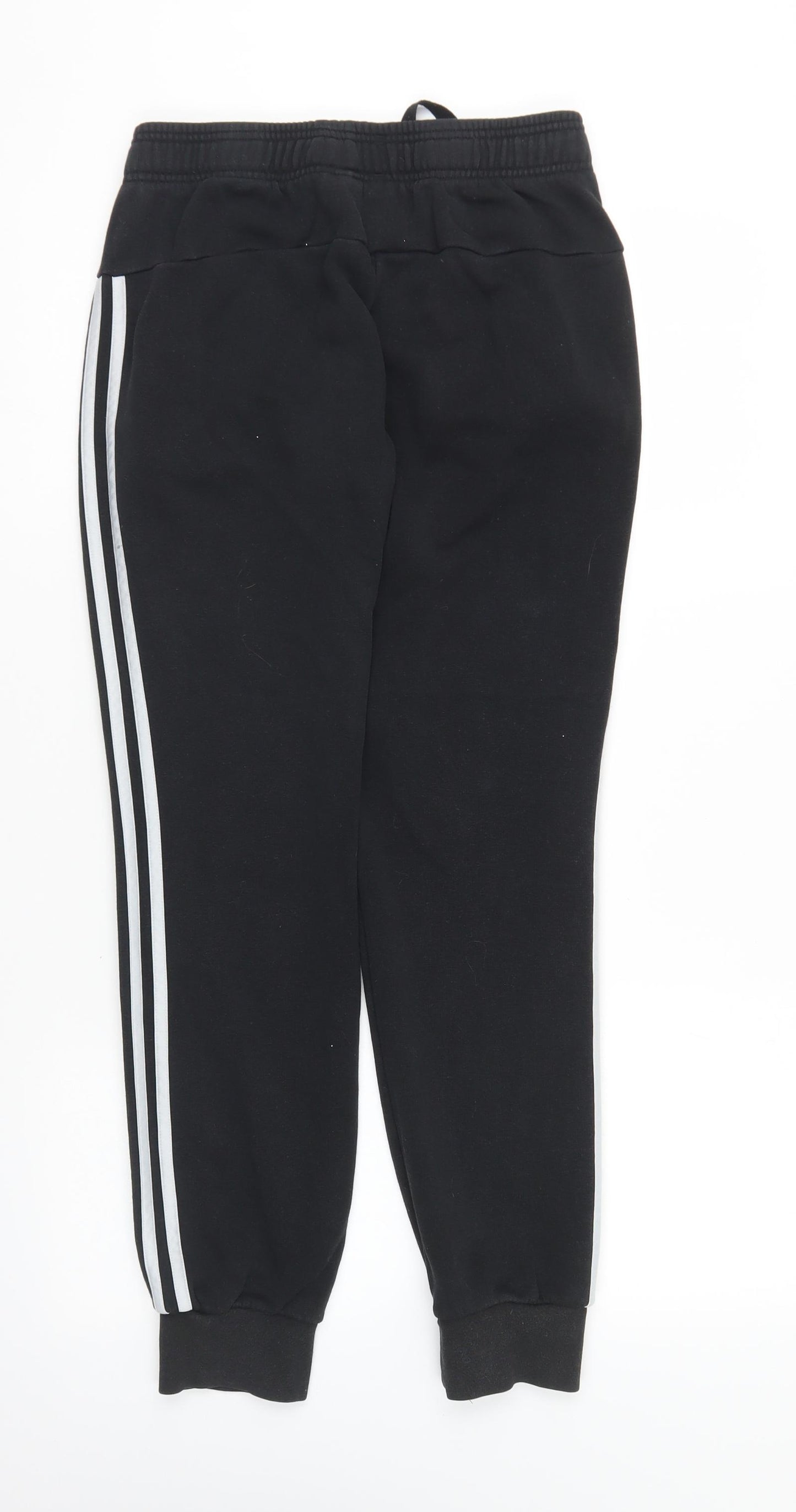 adidas Womens Black Polyester Jogger Trousers Size 8 L25 in Regular Drawstring