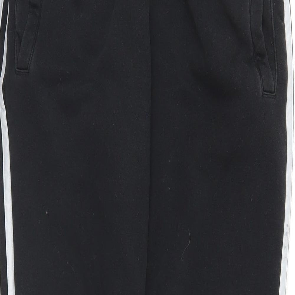adidas Womens Black Polyester Jogger Trousers Size 8 L25 in Regular Drawstring