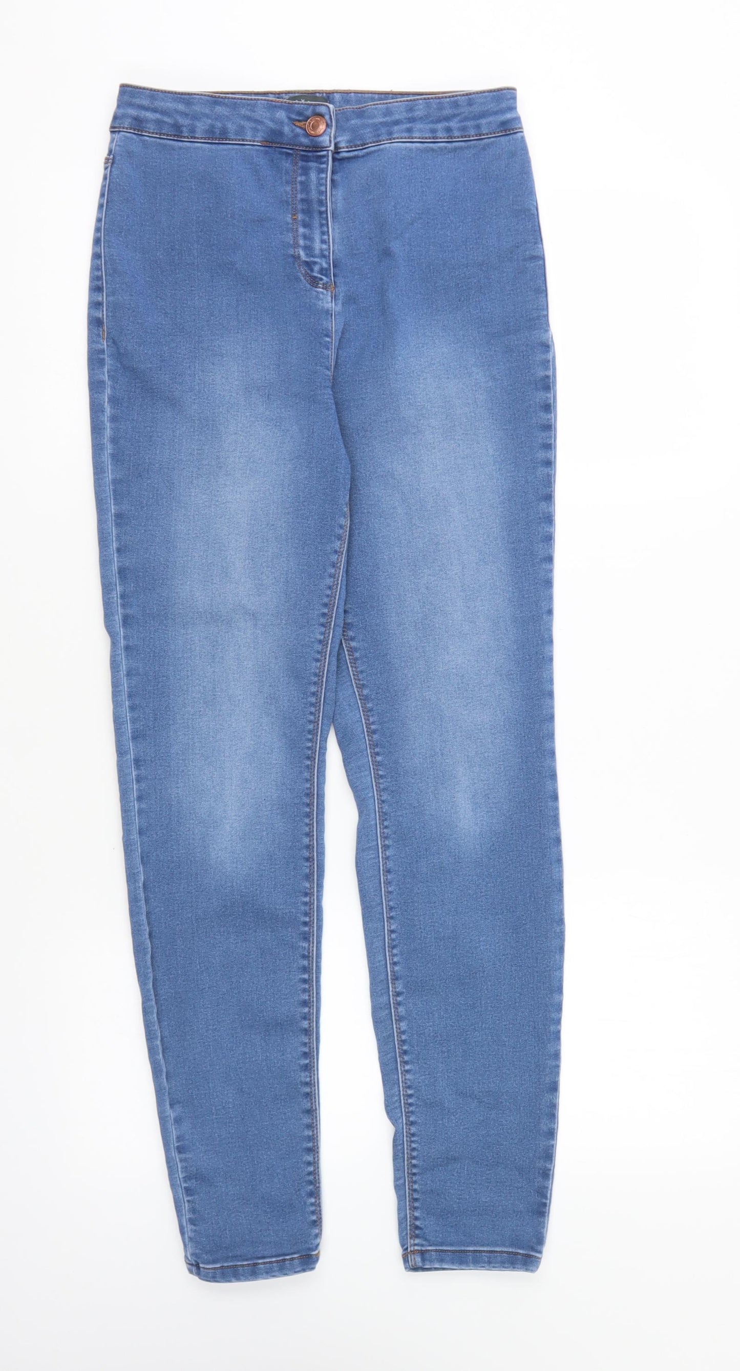 Papaya Womens Blue Cotton Skinny Jeans Size 10 L27 in Regular Button