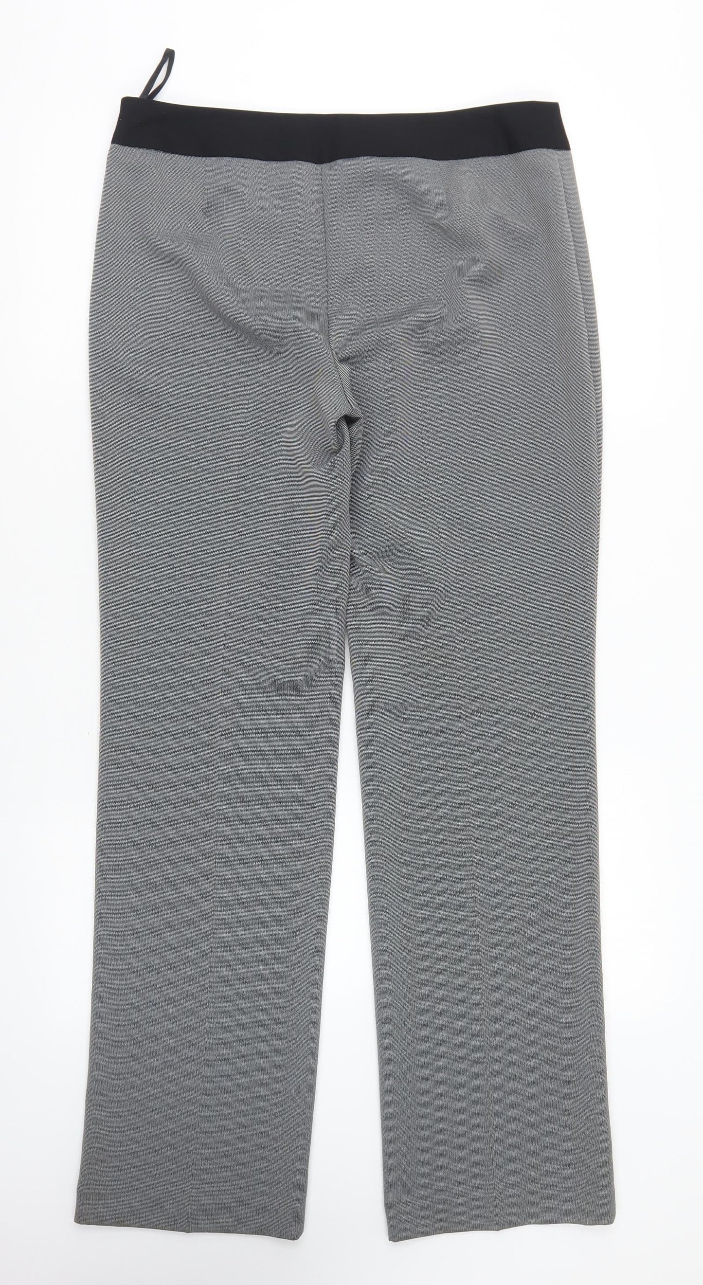 F&F Womens Black Geometric Polyester Trousers Size 10 L30 in Regular Button