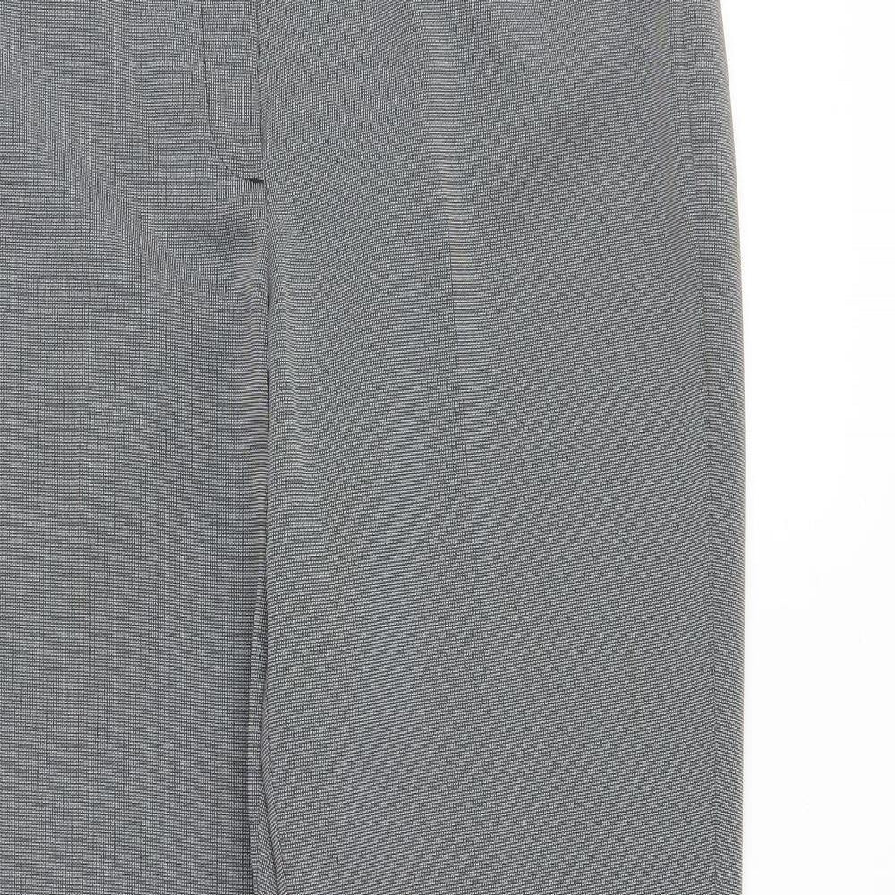 F&F Womens Black Geometric Polyester Trousers Size 10 L30 in Regular Button