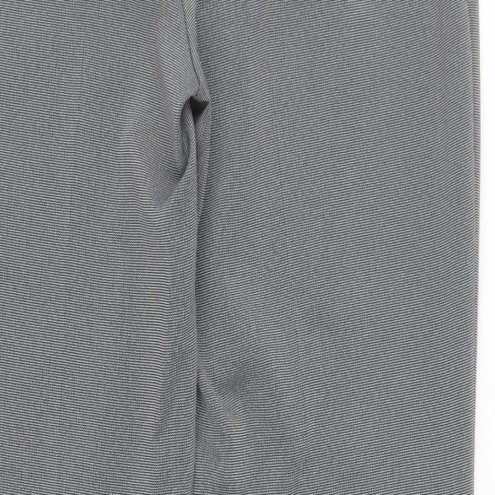F&F Womens Black Geometric Polyester Trousers Size 10 L30 in Regular Button