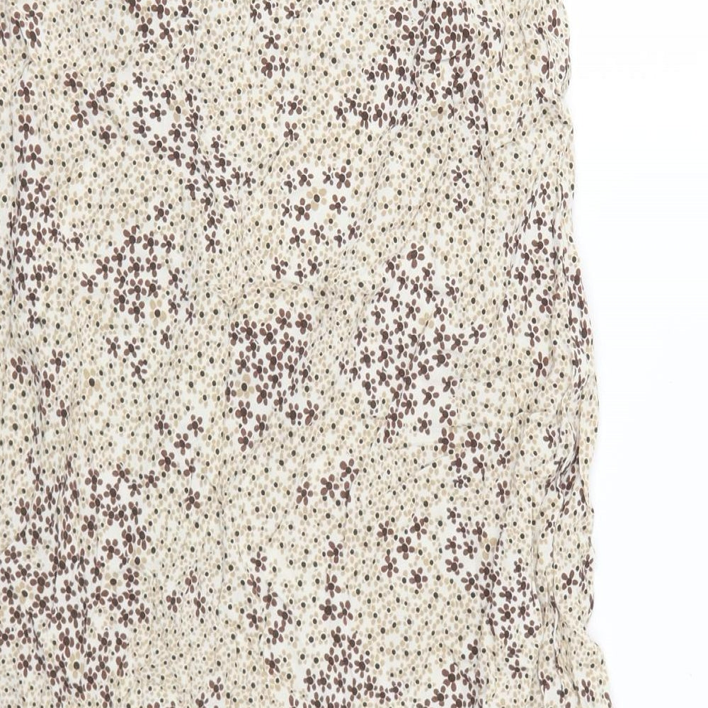 BHS Womens Beige Floral Viscose A-Line Skirt Size 10