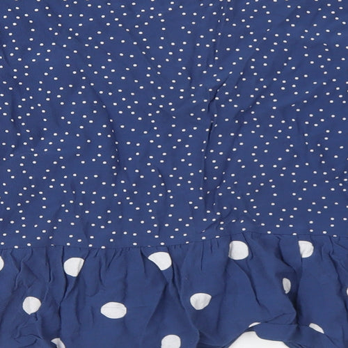 New Look Womens Blue Polka Dot Viscose Basic Blouse Size 12 V-Neck