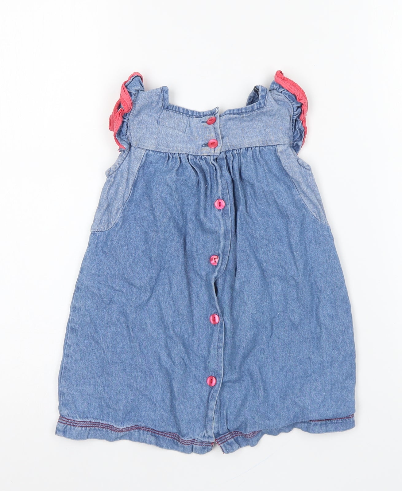 Antoni & Alison Girls Blue Cotton Shift Size 2-3 Years Round Neck Button