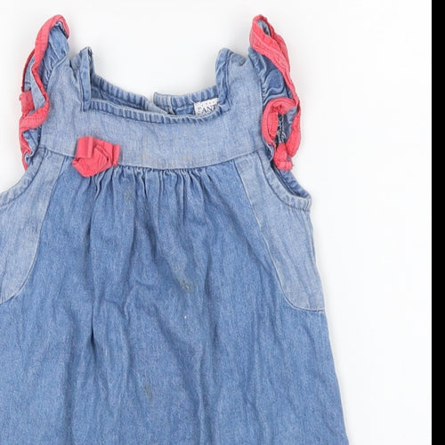Antoni & Alison Girls Blue Cotton Shift Size 2-3 Years Round Neck Button