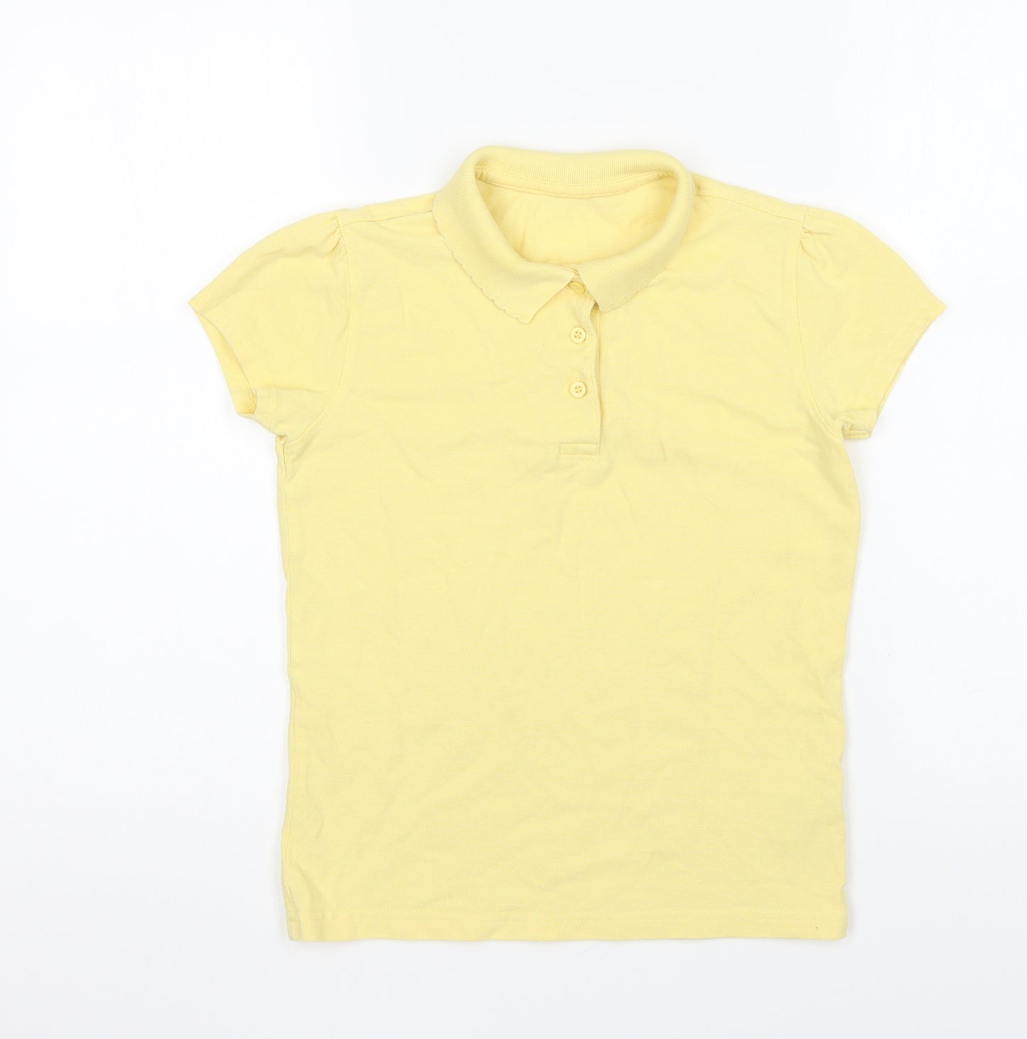 George Girls Yellow Cotton Basic Polo Size 10-11 Years Collared Button