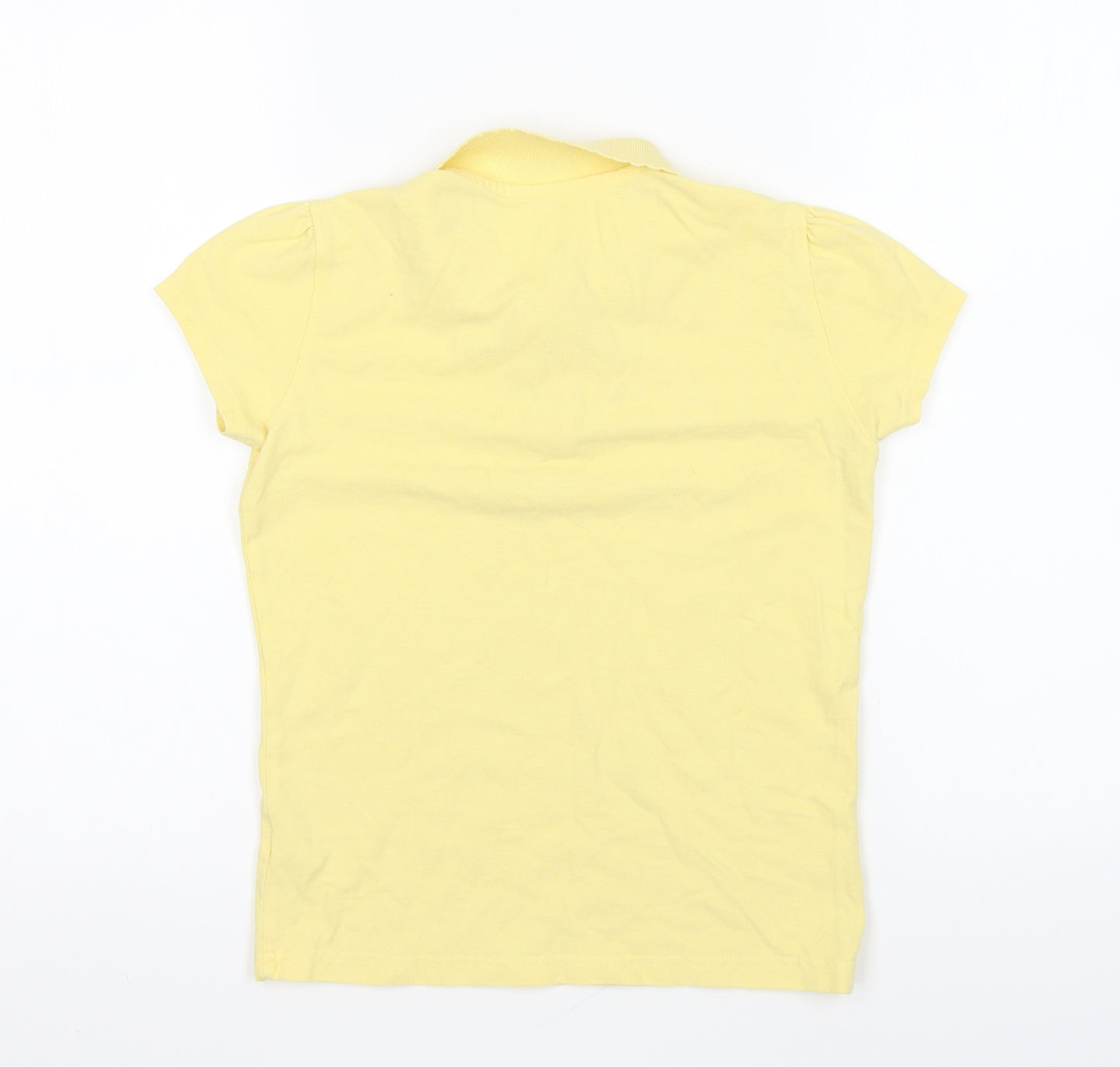 George Girls Yellow Cotton Basic Polo Size 10-11 Years Collared Button