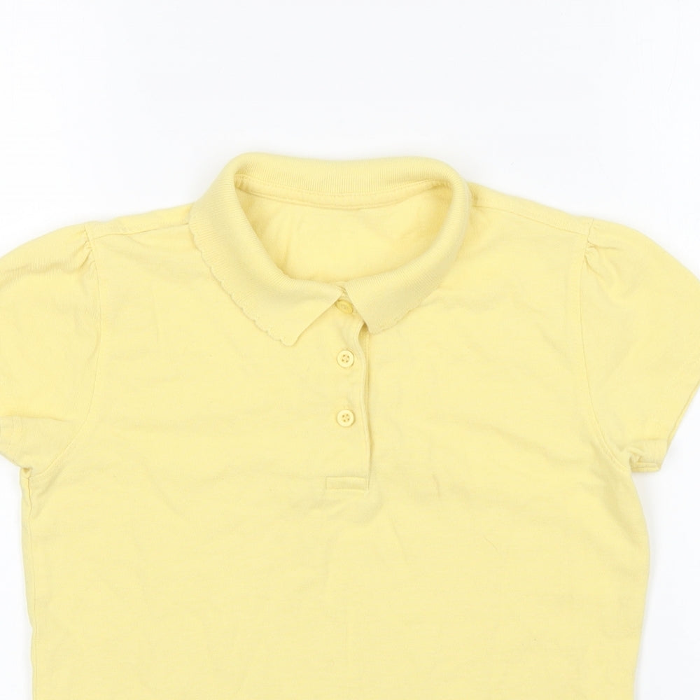 George Girls Yellow Cotton Basic Polo Size 10-11 Years Collared Button