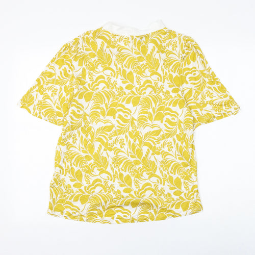 Marks and Spencer Womens White Floral Viscose Basic Blouse Size 14 V-Neck