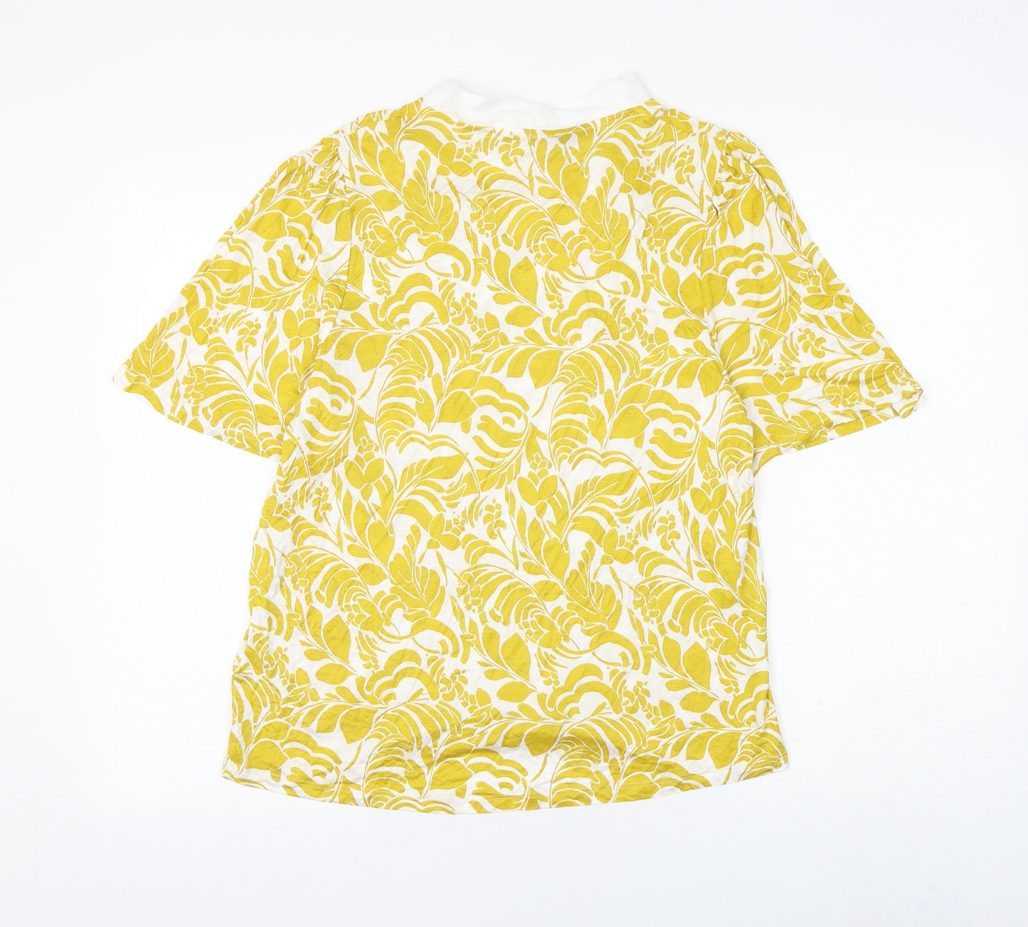 Marks and Spencer Womens White Floral Viscose Basic Blouse Size 14 V-Neck