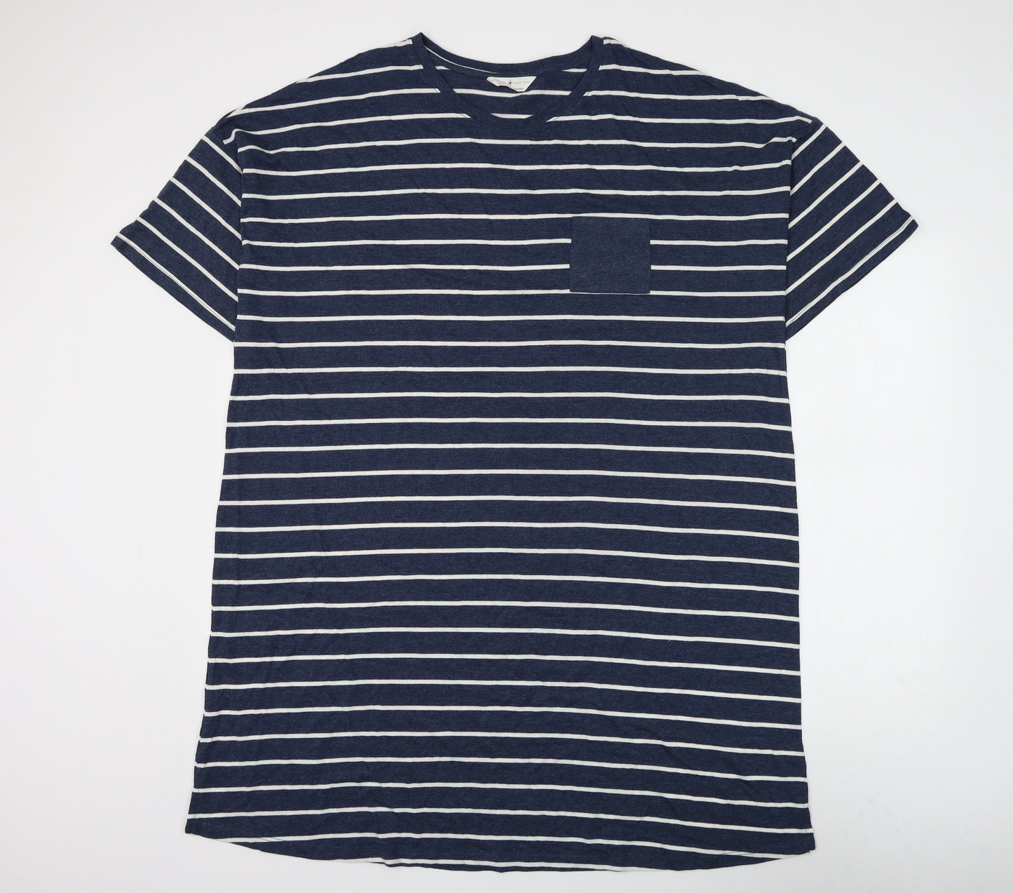 Marks and Spencer Womens Blue Striped Cotton Top Dress Size 22