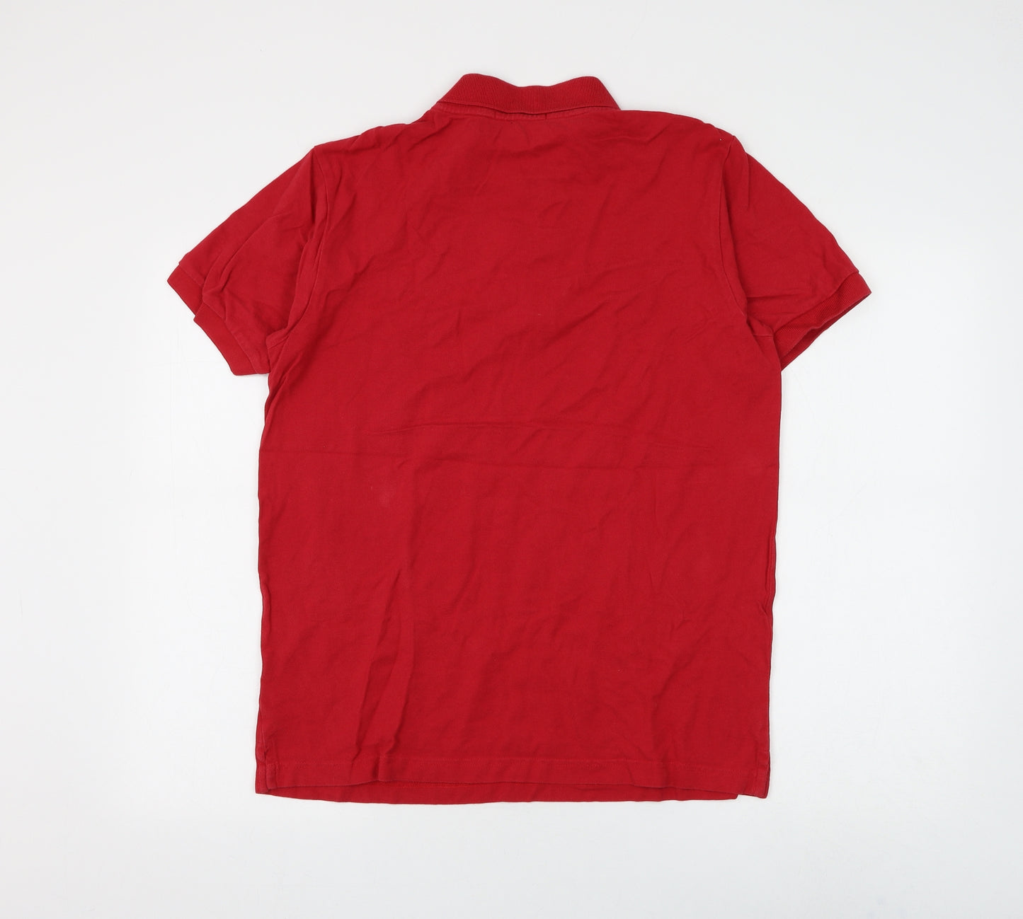 Mobaco Cottons Mens Red Cotton Polo Size L Collared Button