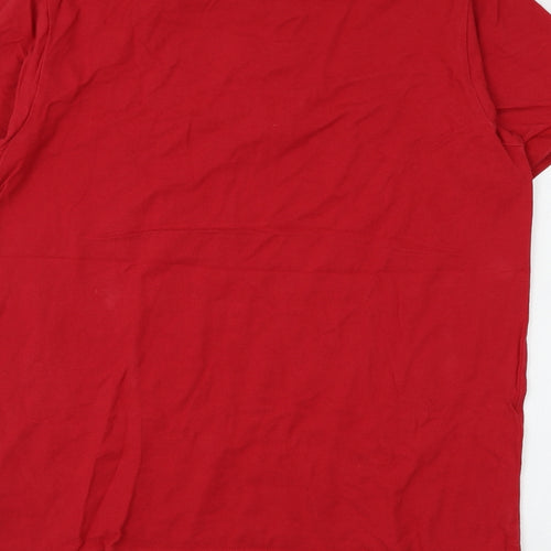 Mobaco Cottons Mens Red Cotton Polo Size L Collared Button