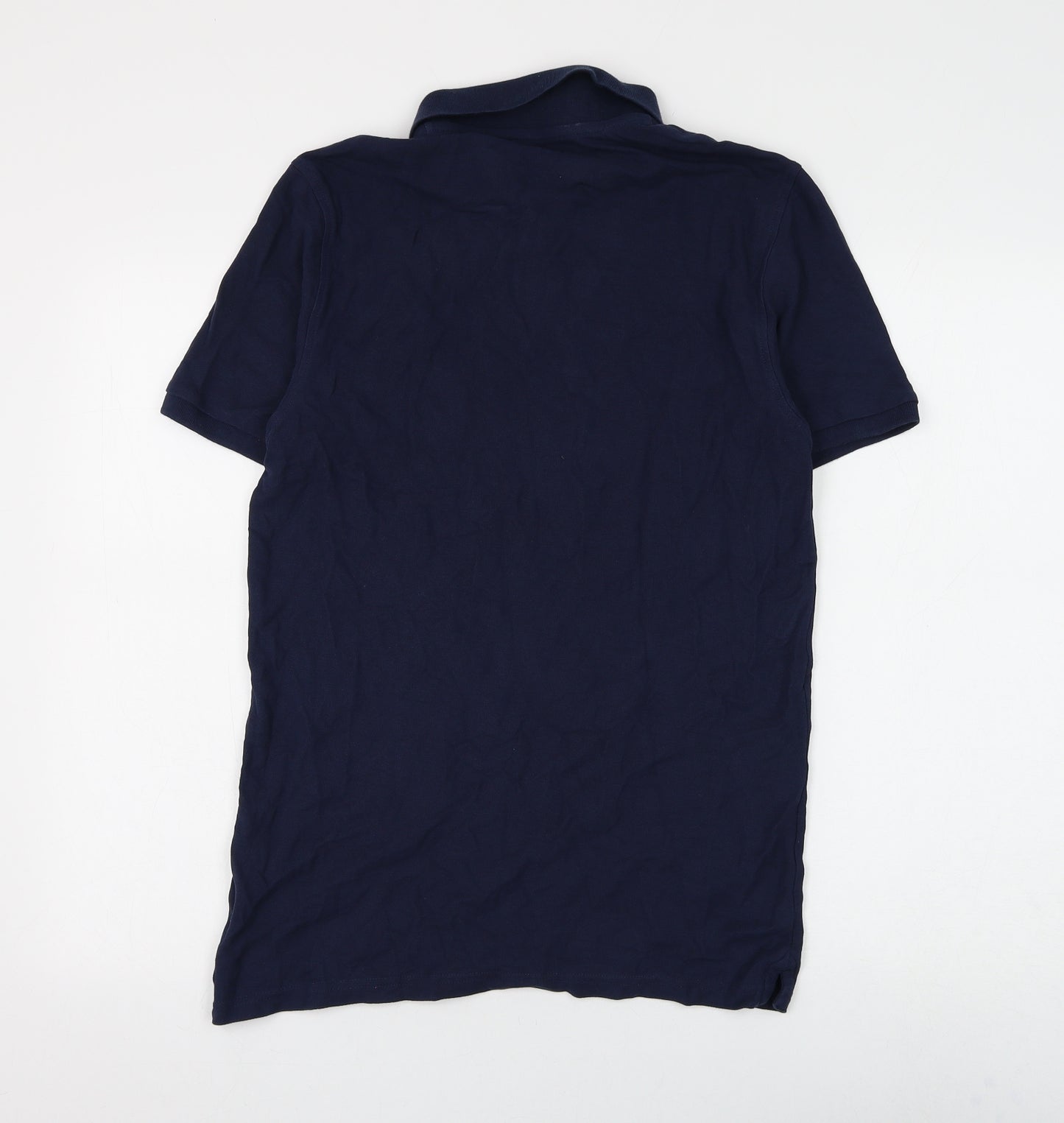 Marks and Spencer Mens Blue Cotton Polo Size M Collared Button
