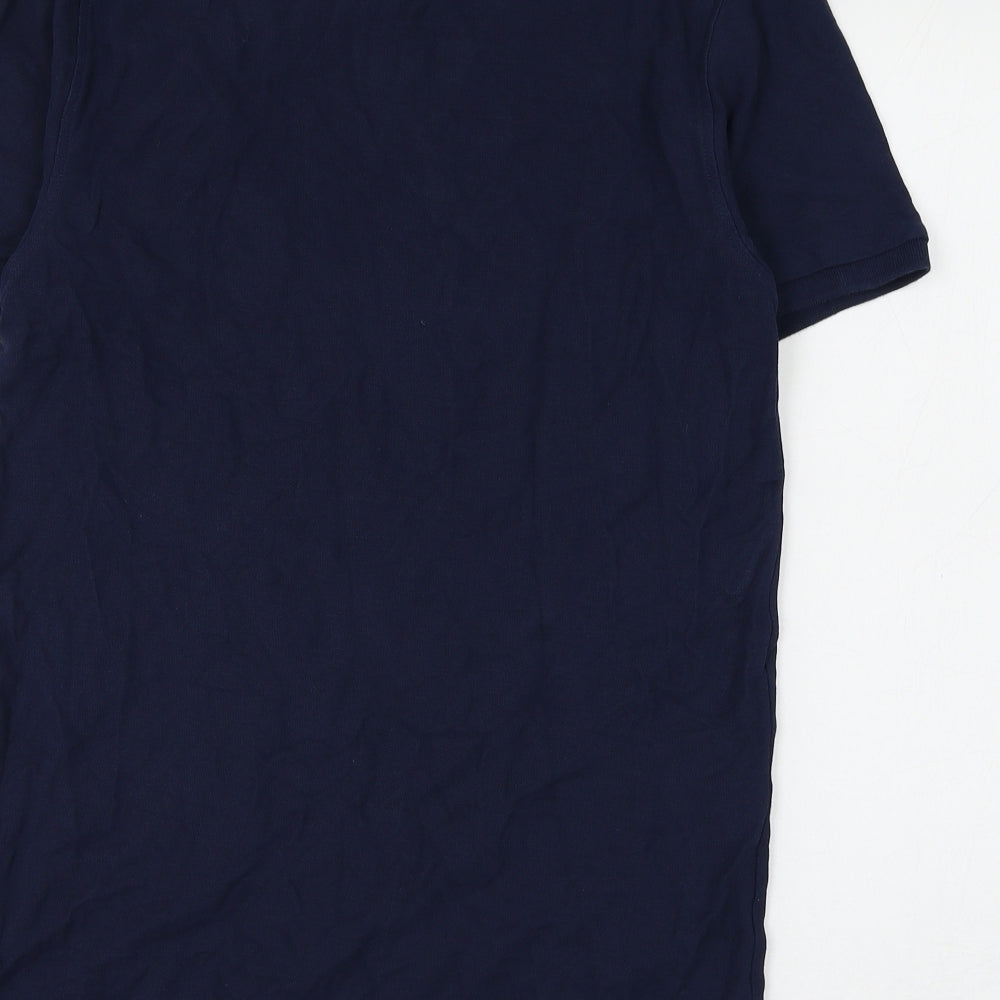 Marks and Spencer Mens Blue Cotton Polo Size M Collared Button