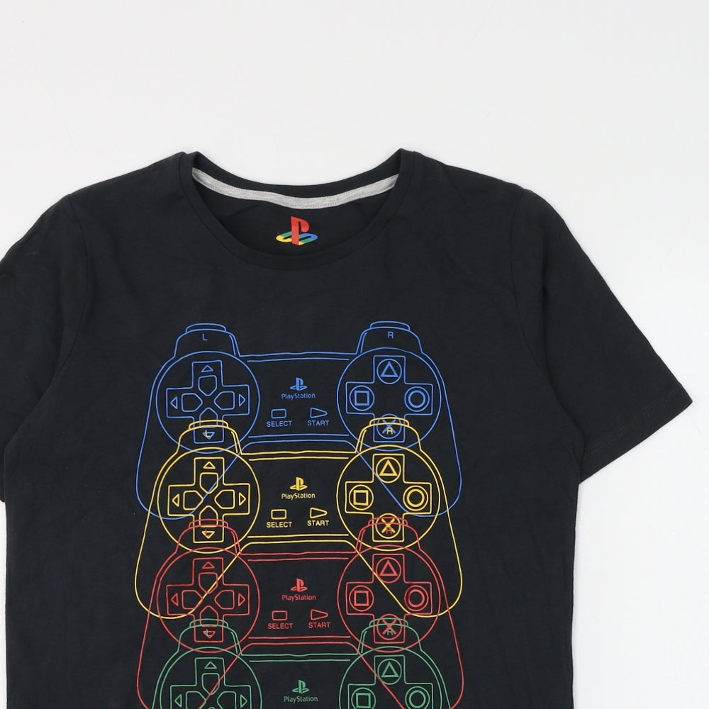 Marks and Spencer Boys Grey Cotton Basic T-Shirt Size 12-13 Years Round Neck Pullover - Playstation