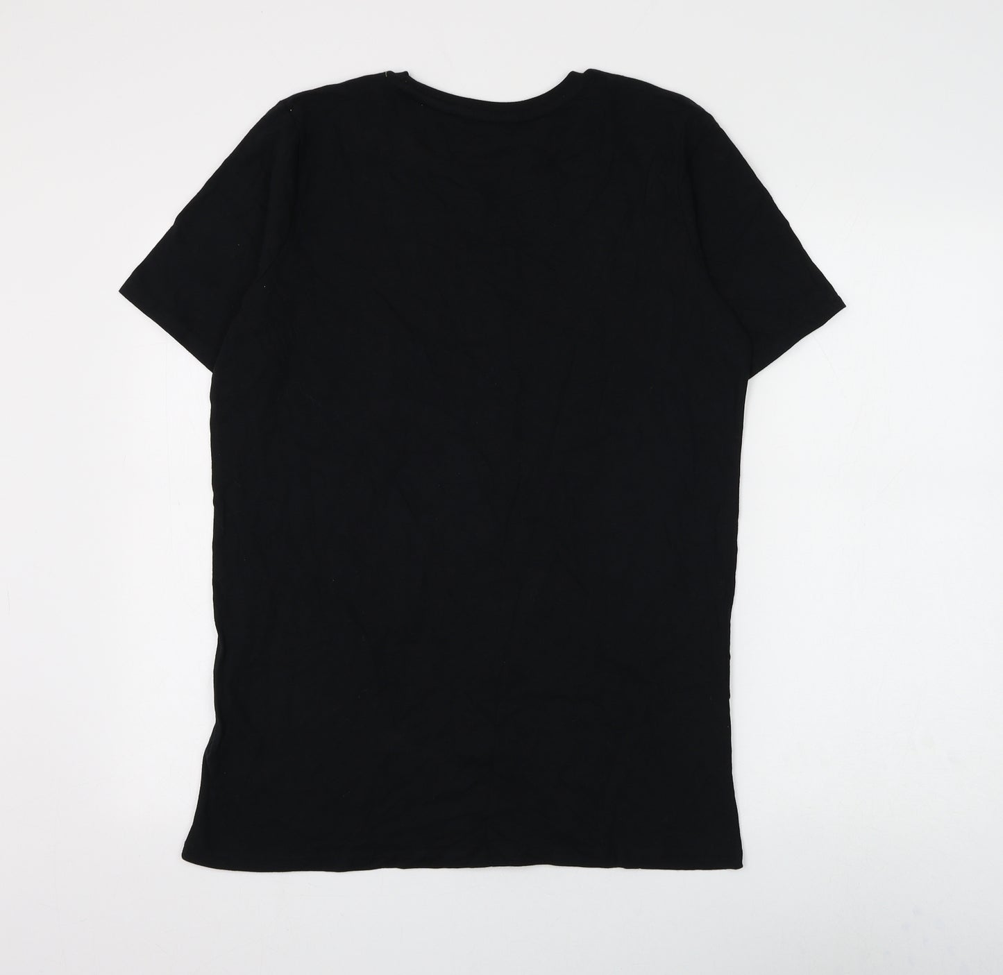 Marks and Spencer Boys Black Cotton Basic T-Shirt Size 15-16 Years Round Neck Pullover - XBOX