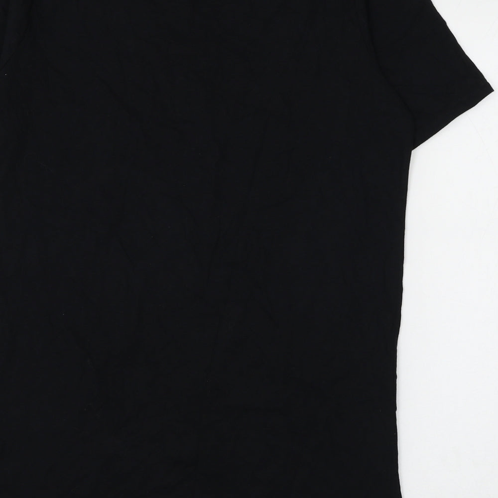 Marks and Spencer Boys Black Cotton Basic T-Shirt Size 15-16 Years Round Neck Pullover - XBOX