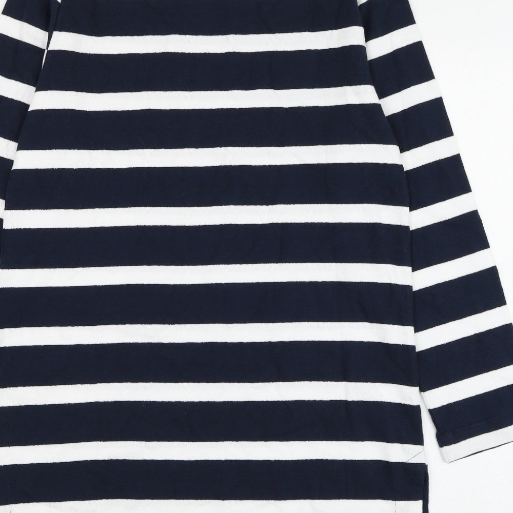 Marks and Spencer Womens Blue Boat Neck Striped Cotton Pullover Jumper Size 10