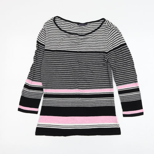 Marks and Spencer Womens Multicoloured Striped Viscose Basic Blouse Size 8 Round Neck