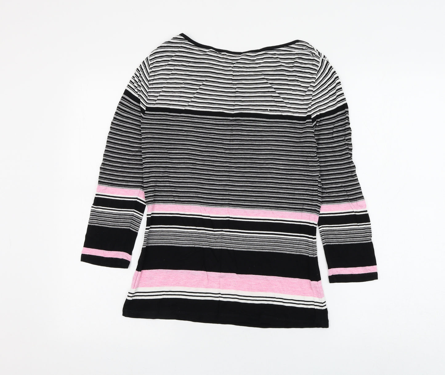 Marks and Spencer Womens Multicoloured Striped Viscose Basic Blouse Size 8 Round Neck