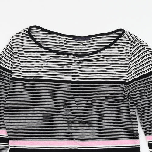 Marks and Spencer Womens Multicoloured Striped Viscose Basic Blouse Size 8 Round Neck