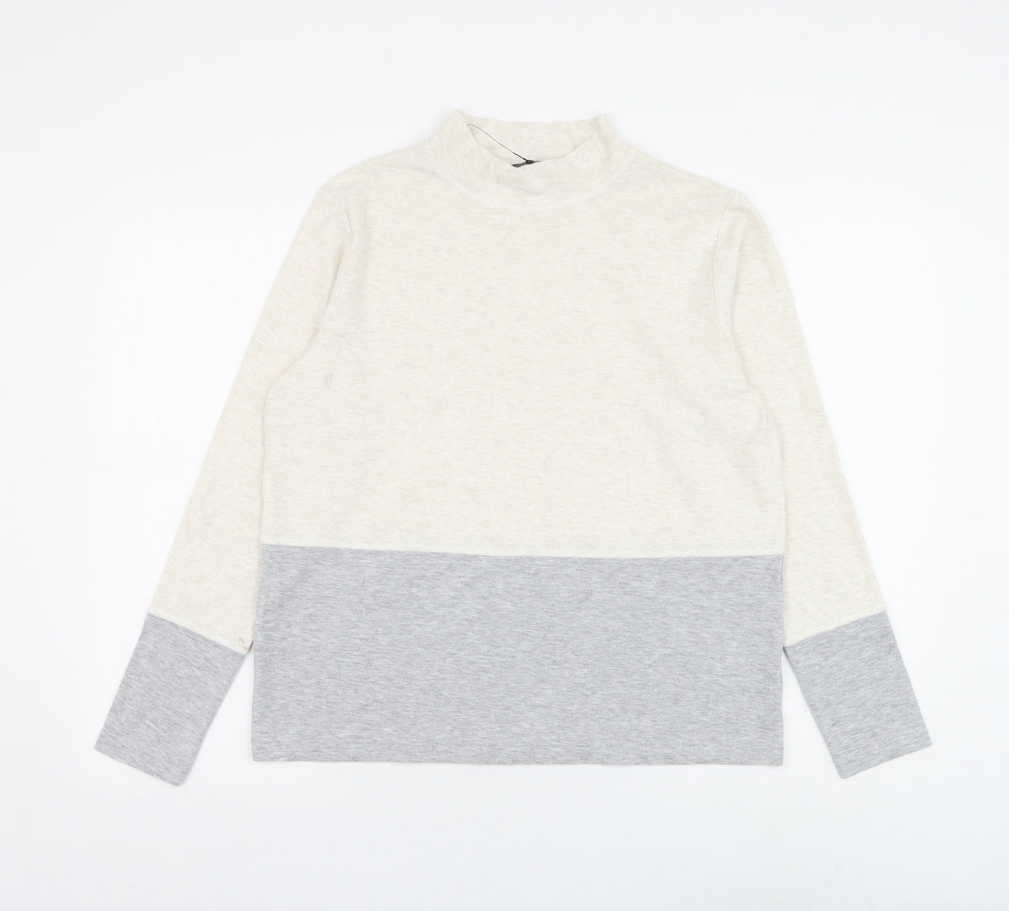 Marks and Spencer Womens Ivory Mock Neck Polyester Pullover Jumper Size 12