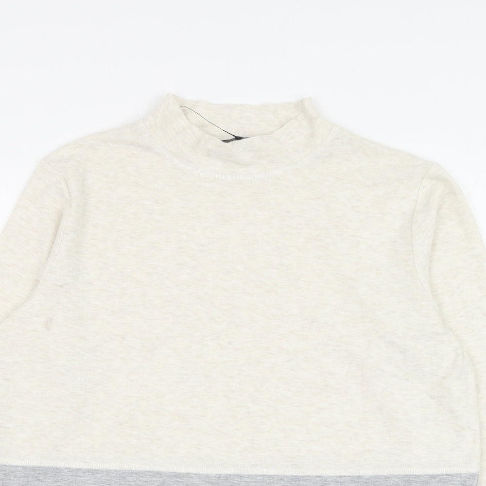 Marks and Spencer Womens Ivory Mock Neck Polyester Pullover Jumper Size 12