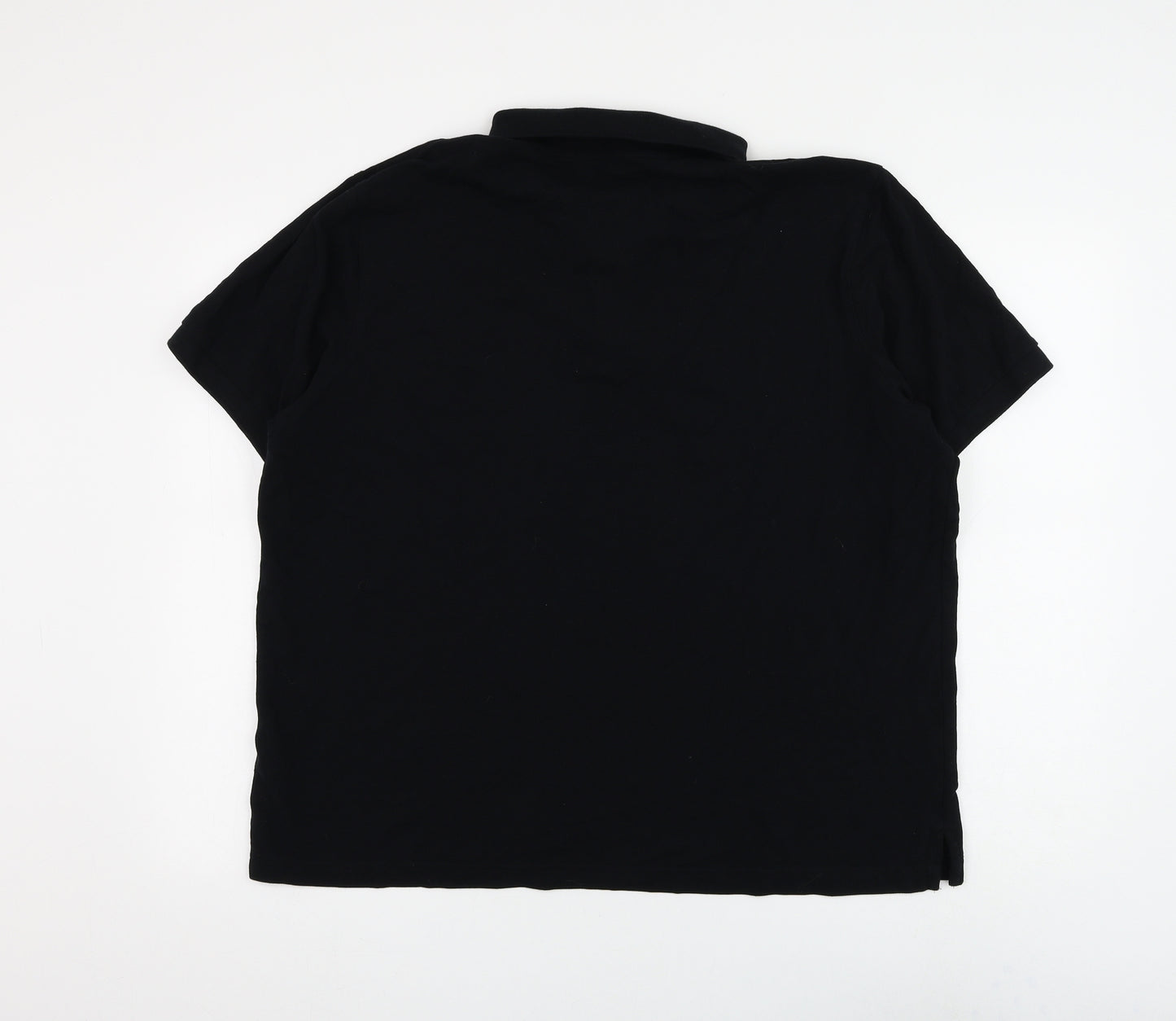 Marks and Spencer Mens Black Cotton Polo Size 2XL Collared Button