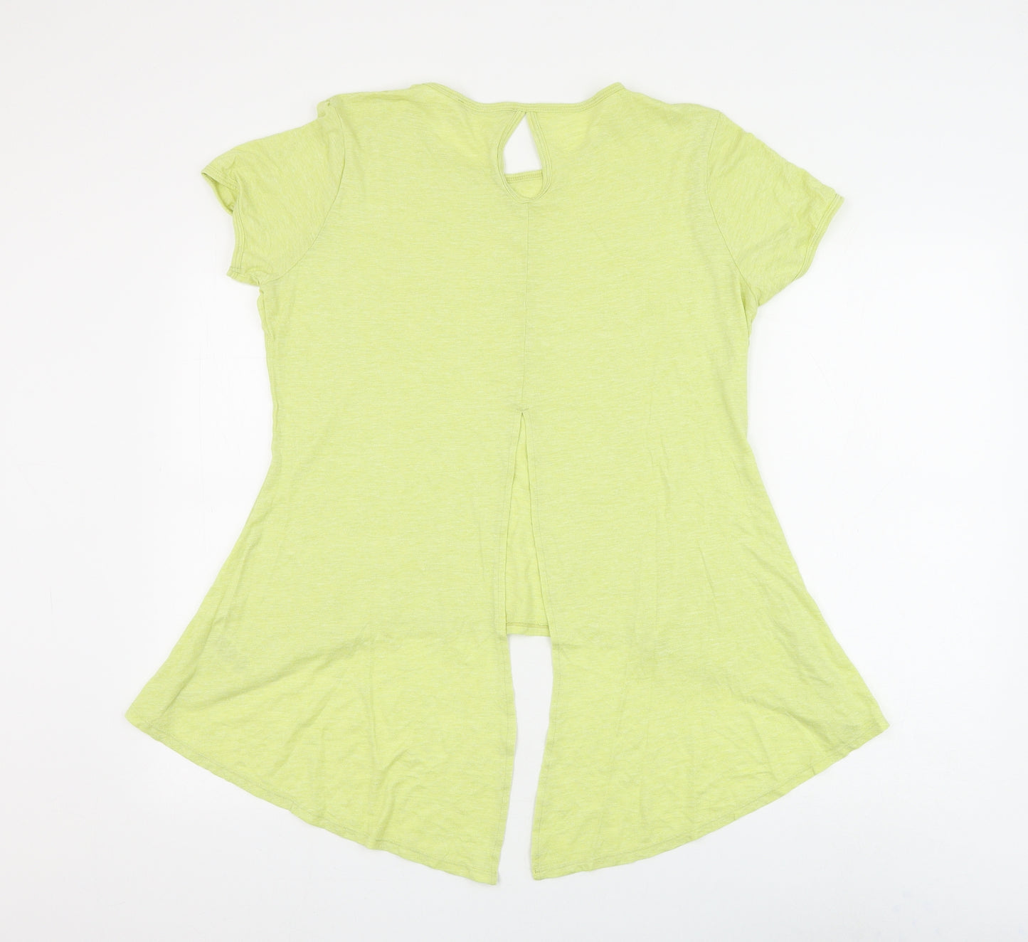 Marks and Spencer Womens Green Viscose Basic T-Shirt Size 14 Round Neck