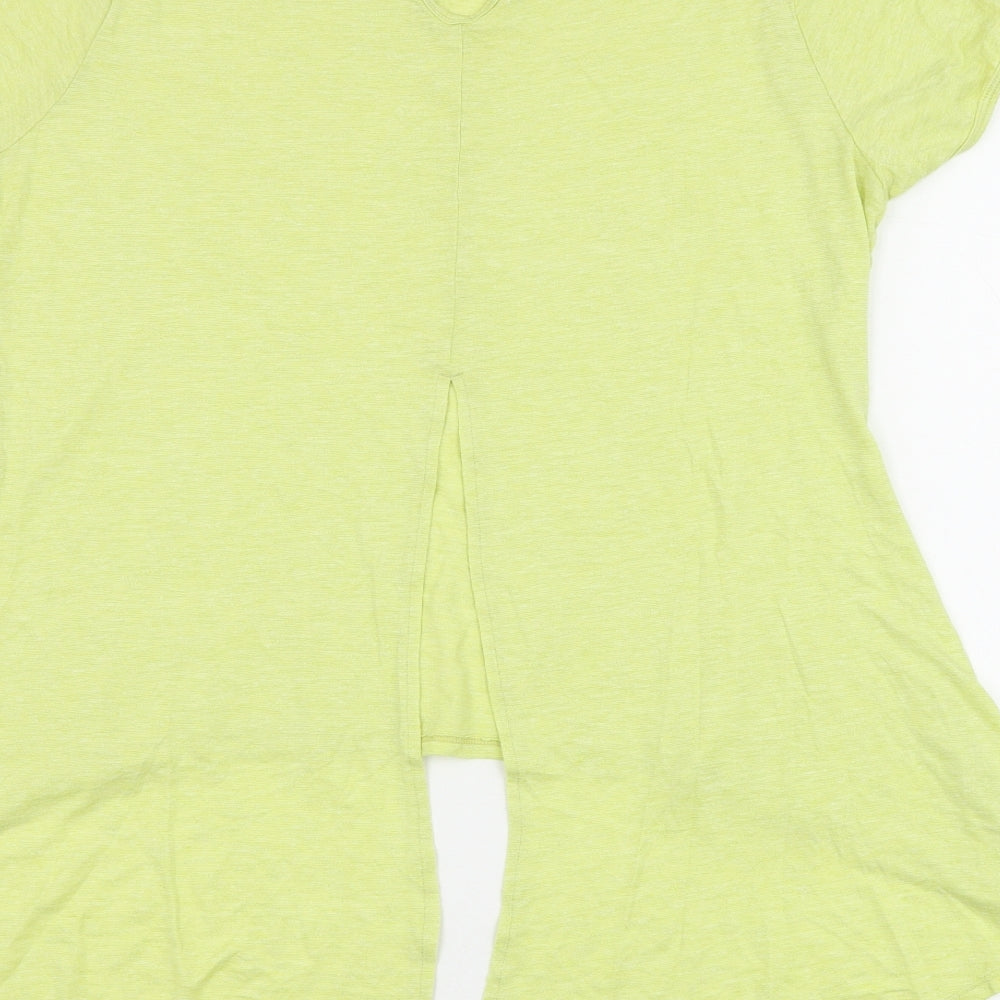Marks and Spencer Womens Green Viscose Basic T-Shirt Size 14 Round Neck