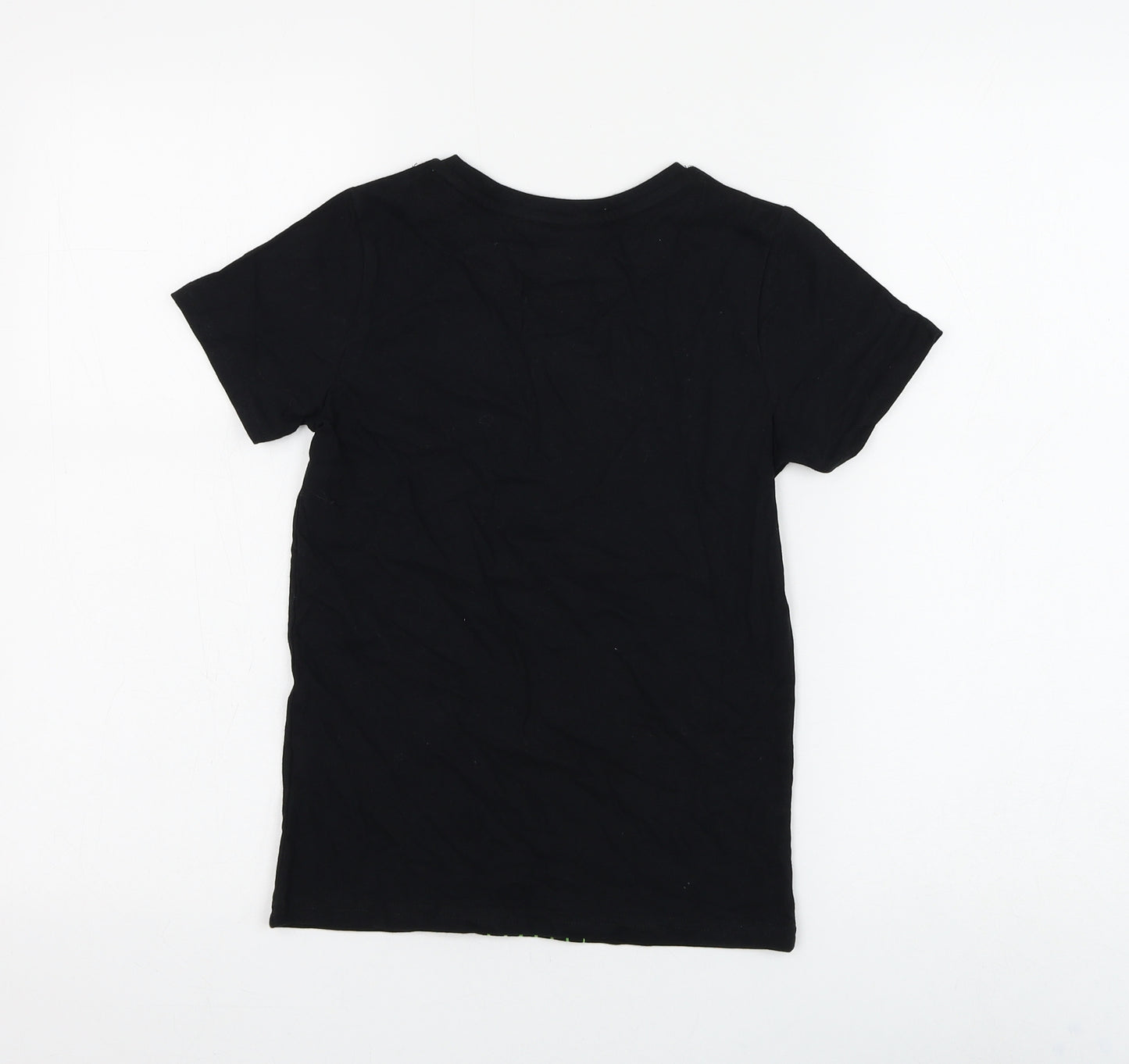 Marks and Spencer Boys Black Cotton Basic T-Shirt Size 7-8 Years Round Neck Pullover - XBOX
