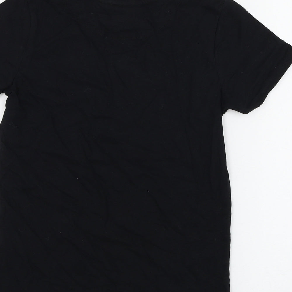Marks and Spencer Boys Black Cotton Basic T-Shirt Size 7-8 Years Round Neck Pullover - XBOX
