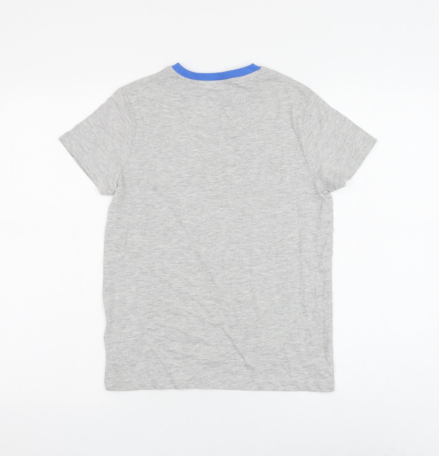 Marks and Spencer Boys Grey Cotton Basic T-Shirt Size 10-11 Years Round Neck Pullover