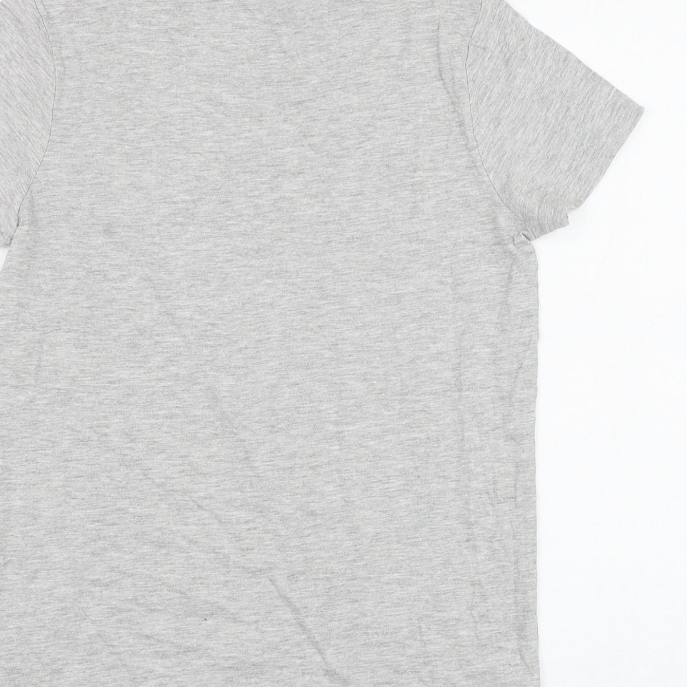 Marks and Spencer Boys Grey Cotton Basic T-Shirt Size 10-11 Years Round Neck Pullover