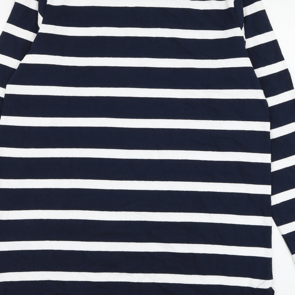 Marks and Spencer Womens Blue Boat Neck Striped Cotton Pullover Jumper Size 12