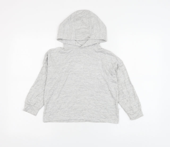 Marks and Spencer Girls Grey Polyester Pullover Hoodie Size 10-11 Years Pullover