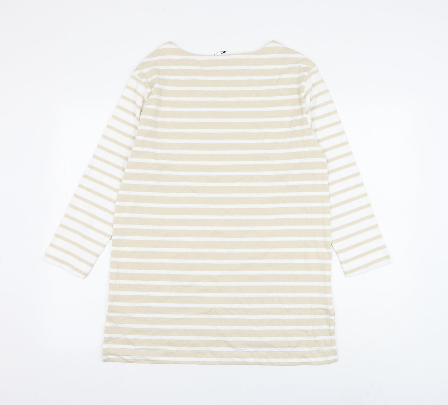 Marks and Spencer Womens Brown Round Neck Striped Cotton Pullover Jumper Size 10
