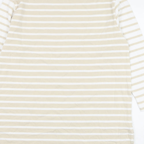 Marks and Spencer Womens Brown Round Neck Striped Cotton Pullover Jumper Size 10
