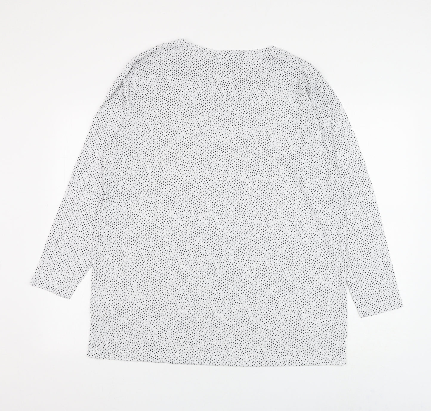 Marks and Spencer Womens White Polka Dot Cotton Basic T-Shirt Size 16 Round Neck