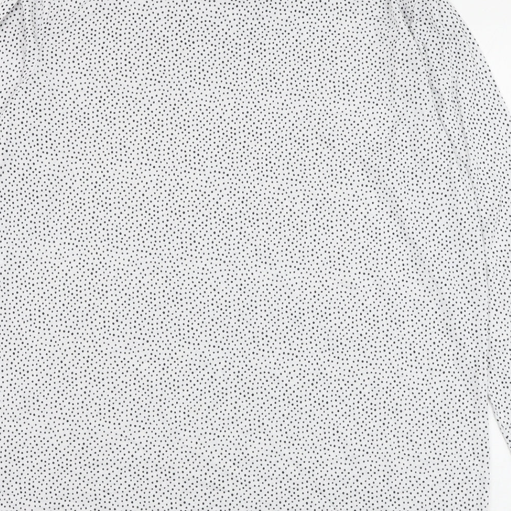 Marks and Spencer Womens White Polka Dot Cotton Basic T-Shirt Size 16 Round Neck