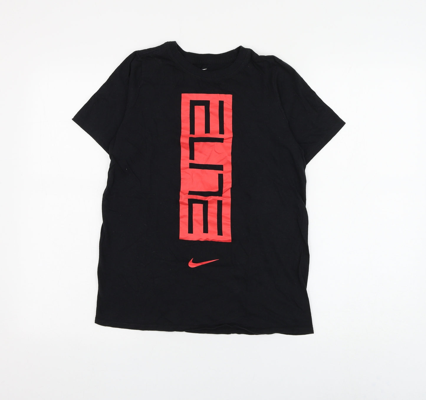 Nike Boys Black Polyester Basic T-Shirt Size L Round Neck Pullover - Elite