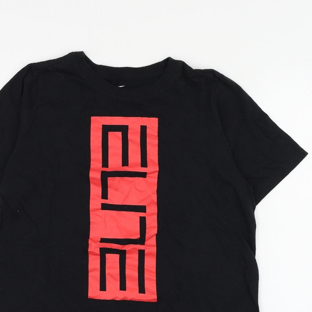 Nike Boys Black Polyester Basic T-Shirt Size L Round Neck Pullover - Elite