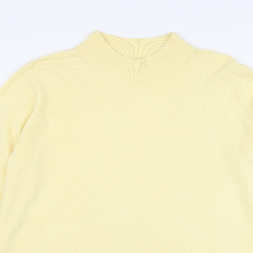 Bonmarché Womens Yellow Mock Neck Acrylic Pullover Jumper Size M