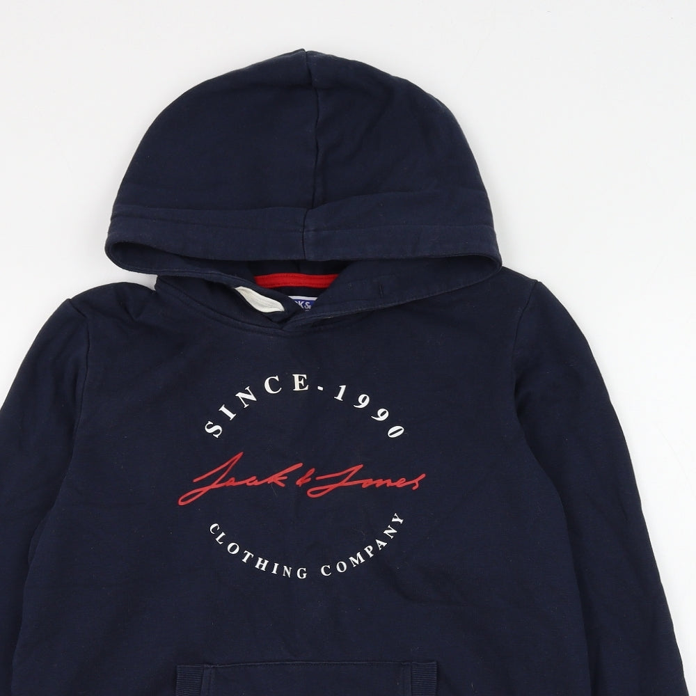 JACK & JONES Boys Blue Cotton Pullover Hoodie Size 14 Years Pullover
