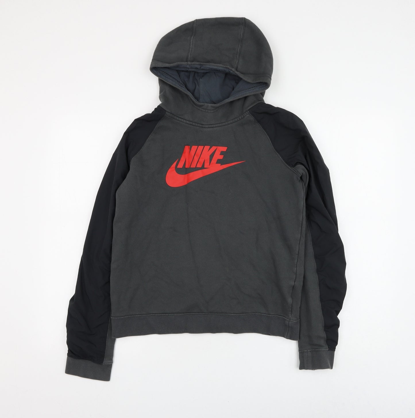 Nike Boys Grey Cotton Pullover Hoodie Size 12-13 Years Pullover