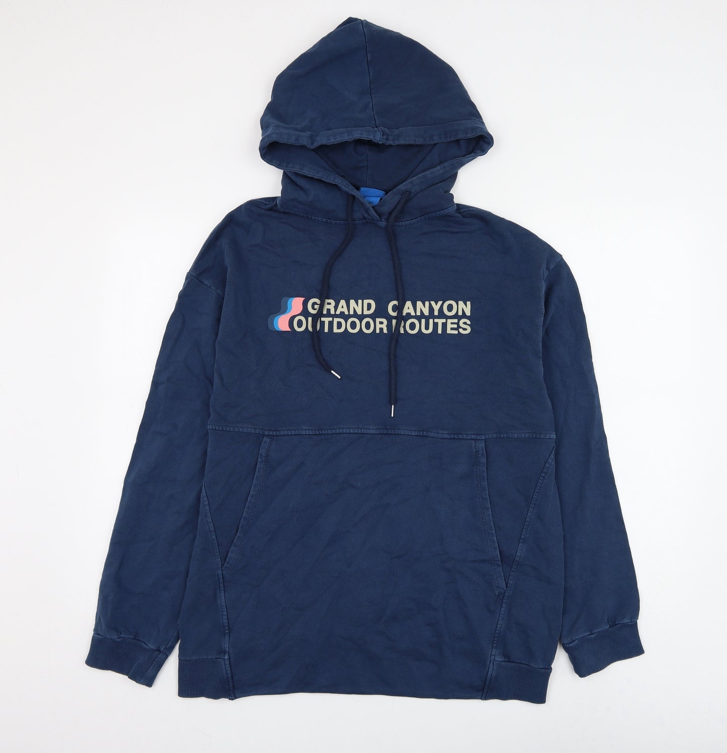 Zara Mens Blue Cotton Pullover Hoodie Size M - Grand Canyon Outdoor Routes