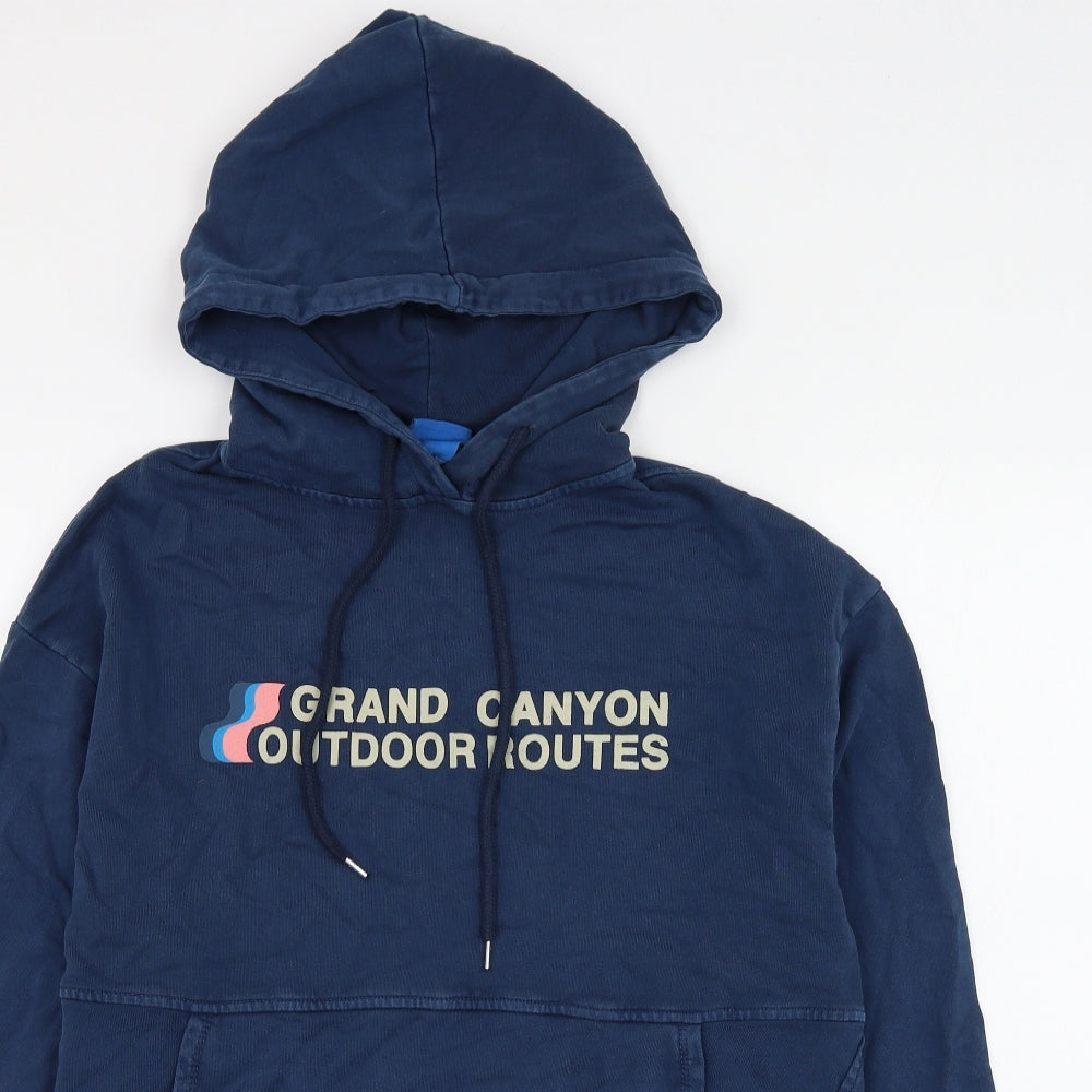 Zara Mens Blue Cotton Pullover Hoodie Size M - Grand Canyon Outdoor Routes